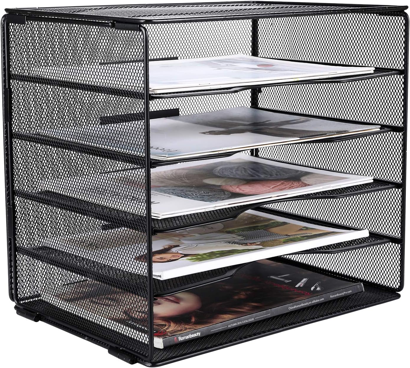 EasyPAG Desk Organizers and Accessories 5 Slot Desktop File Organizer Letter Sorter Literature Paper Tray | Screws Free Design,Black - Image 3